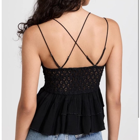 Free People Black Adella Lace Ruffle Tiered Camisole BUY ONE GET ONE FREE ‼️ - Picture 5 of 16